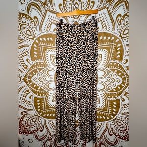 Zara Basic High Waist Wide Leg Pants Cheetah Animal Print Stretch Woman’s Large